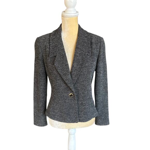 St. John Jackets & Blazers - St. John Black White Knit Blazer Jacket Size 6 Marie Gray Single Button